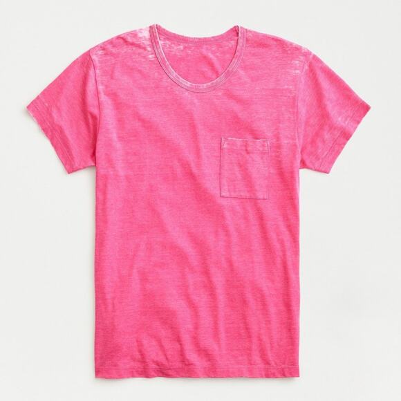 J Crew Made-in-LA burnout pocket T-shirt  Hot Pink XS - Picture 1 of 5
